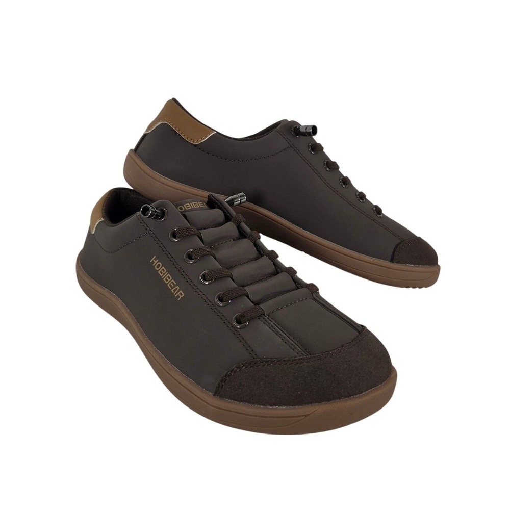 Hobibear Women Barefoot Shoes Brown Minimalist Wide Toe Box Sneakers 37